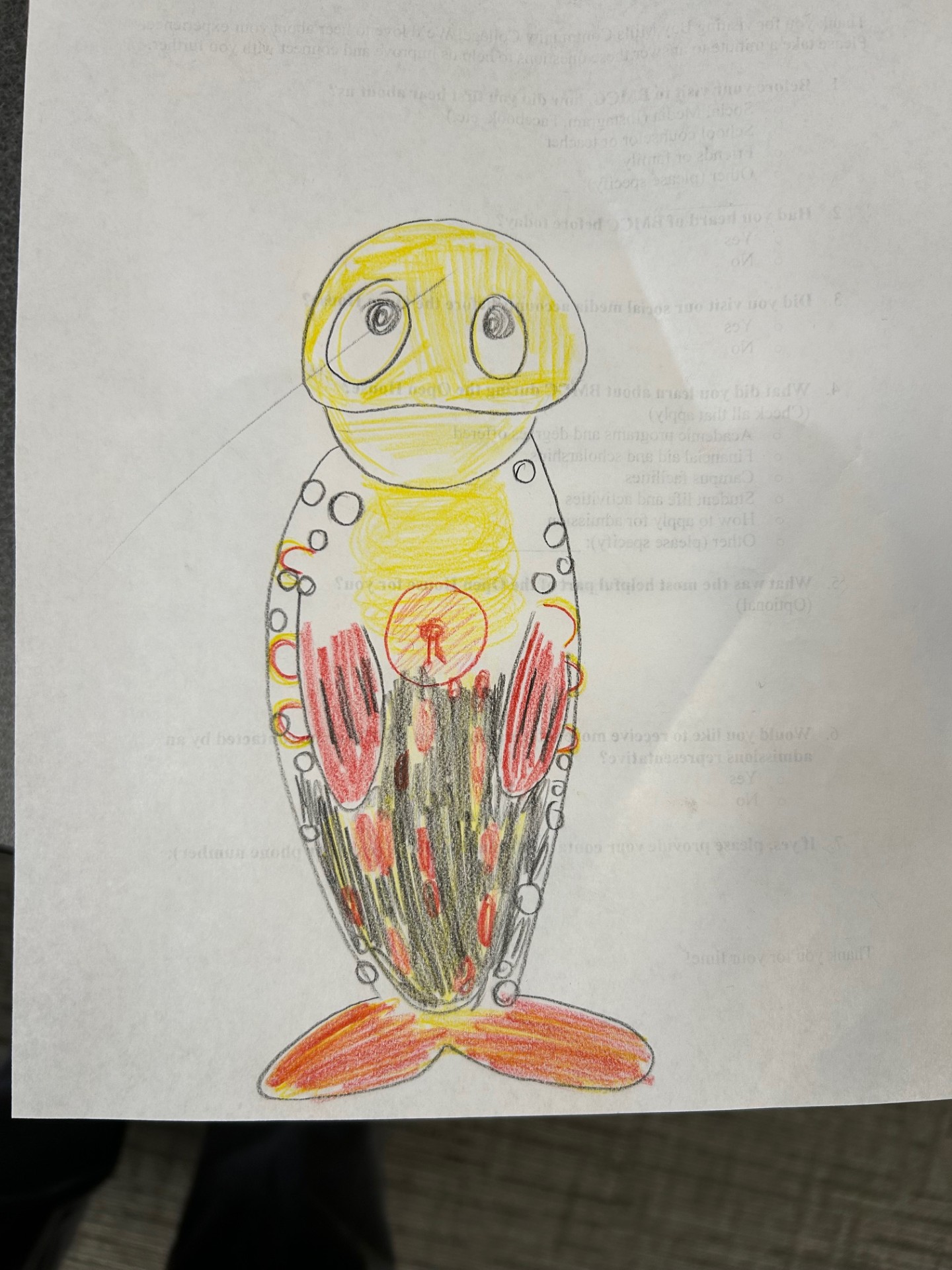 A student/attendee's drawing of Gilly