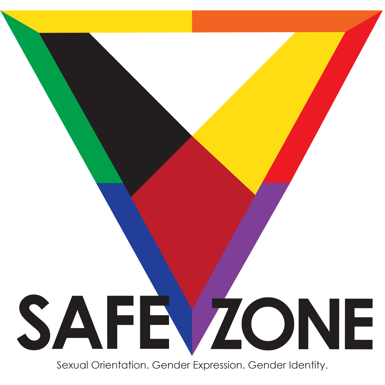 Safe Zone Emblem - SAFE ZONE. Sexual Orientation. Gender Expression. Gender Identity.